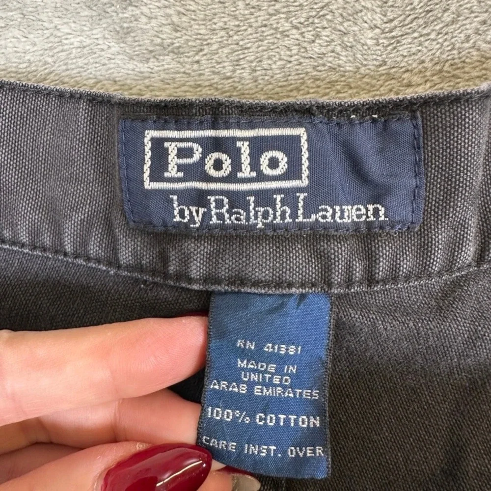 Vintage Polo Ralph Lauren Mens Black Canvas Straight Leg Pants 32x32 Workwear